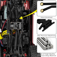 Globact Aluminum High Clearance Chassis Links Suspension Links Steering Links and Skid Plate Set for 1/24 Axial SCX24 Bronco/JLU/C10 Upgrade Parts (Black)