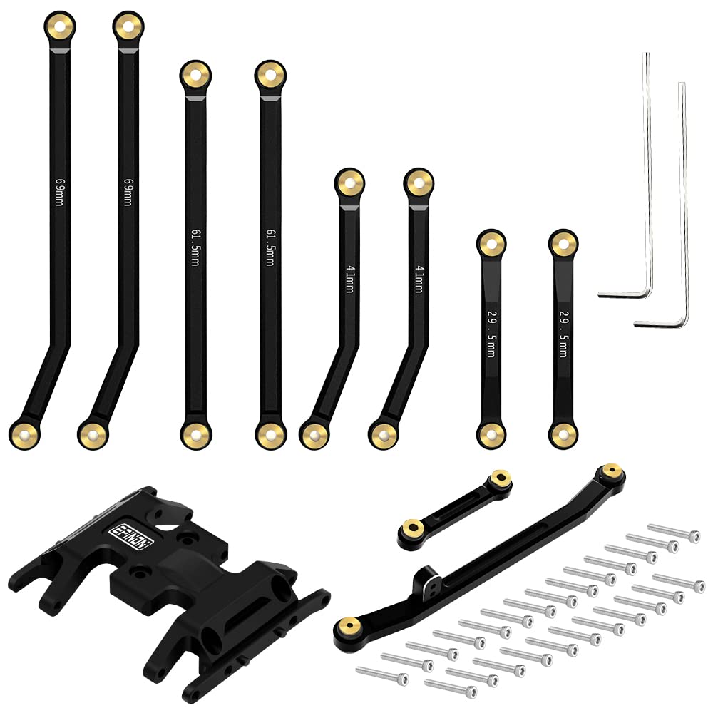 Globact High Clearance Chassis Links Steering Links Suspension Links & Skid Plate Set for 1/24 Axial SCX24 Deadbolt AXI90081 Upgrade Parts (Black)