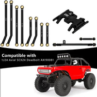 Globact High Clearance Chassis Links Steering Links Suspension Links & Skid Plate Set for 1/24 Axial SCX24 Deadbolt AXI90081 Upgrade Parts (Black)