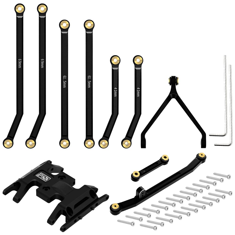 Globact Aluminum Chassis Links High Clearance Suspension Links Steering Links and Skid Plate Set for 1/24 Axial SCX24 Deadbolt AXI90081 Upgrade Parts (Black)