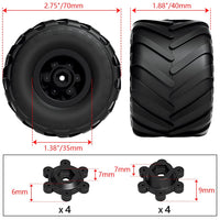 Globact Monster Truck Wheel Rim Tires 1.2 Inch for 1/24 AXIAL SCX24 1/18 TRX4M FMS FCX24 70 * 48mm RC Crawler Upgrade Accessories 4PCS