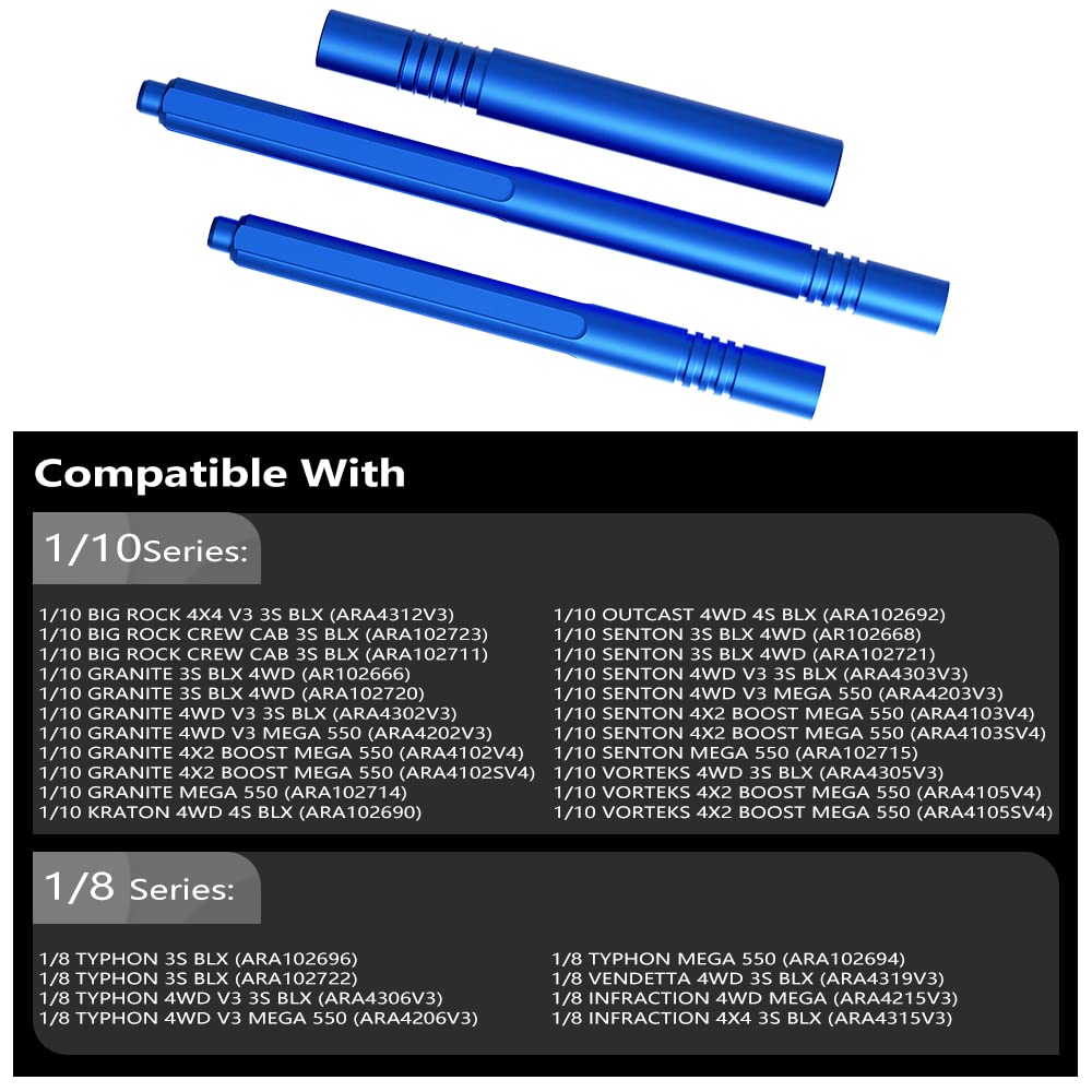 Globact Aluminum Center Slider Driveshaft for 1/10 ARRMA SENTON GRANITE KRATON BIG ROCK OUTCAST VORTEKS INFRACTION 1/8 TYPHON VENDETTA Upgrade Parts Replace Arrma AR310884